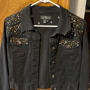 Black silver and gold studded Jean jacket